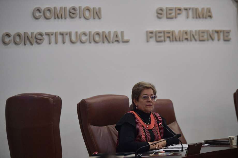 La ministra del Trabajo, Gloria Inés Ramírez, en el debate que no fue de la reforma laboral.