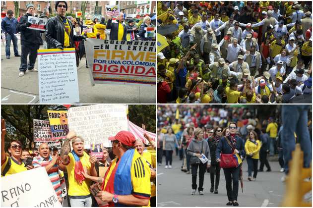 Masivas marchas en Colombia y algunas ciudades de EE. UU. en contra de Santos