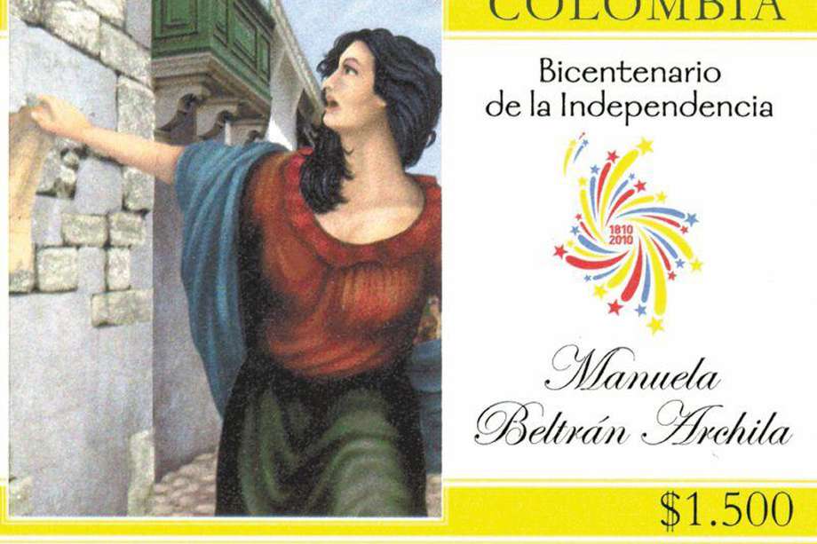 Estampilla de Manuela Beltrán en la emisión Filatélica (Heroínas  de la Independencia) realizada en el año 2011. / Servicios Postales Nacionales 472