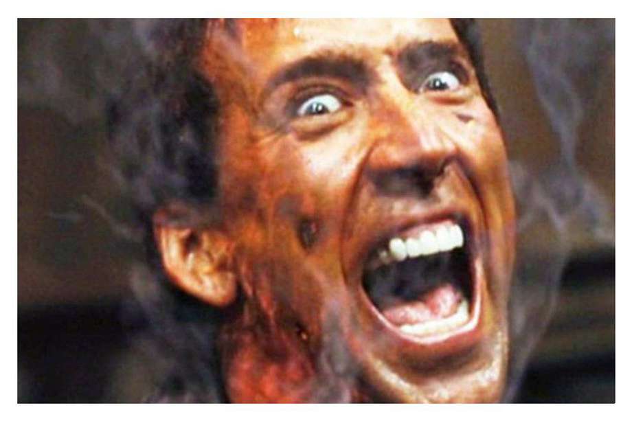 Nicolas Cage en su papel del Vengador Fantasma, película de Marvel.