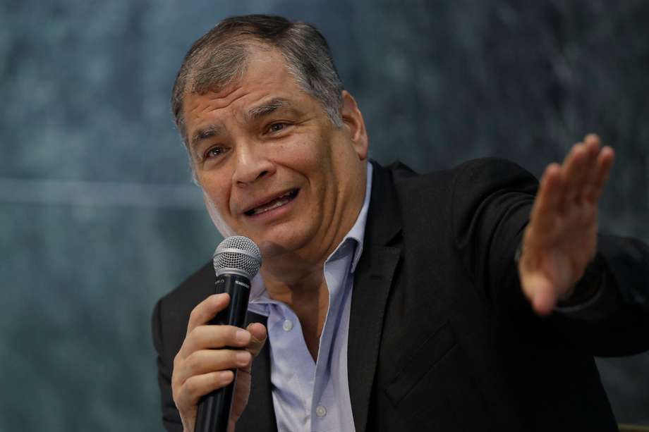 El expresidente de Ecuador, Rafael Correa, participando en un conversatorio en la Ciudad de México en marzo pasado. 