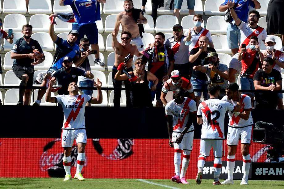 Falcao celebra su debut y su primer gol con el Rayo Vallecano en el partido contra Getafe.