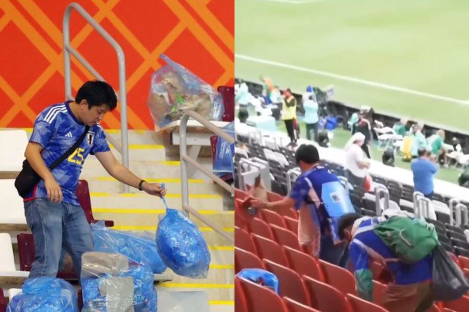 Varios hinchas japoneses dieron ejemplo a los fanáticos del fútbol alrededor del mundo. Celebraron su victoria limpiando el estadio.