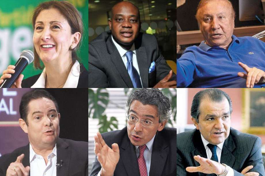 De izquierda a derecha: Betancourt, Murillo, Hernández, Vargas Lleras, Gómez, y Zuluaga. Pasan directo a la primera vuelta presidencial.