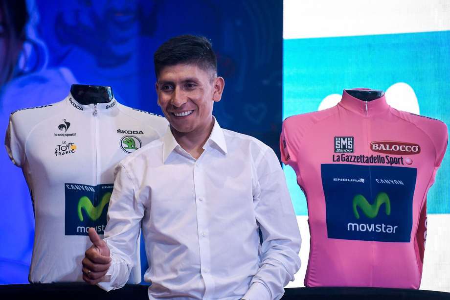 Nairo Quintana en su presentación oficial con el Movistar Team en Bogotá, en octubre de este año.