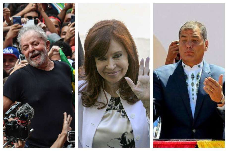 Los expresidentes Luiz Inácio Lula da Silva (Brasil), Cristina Fernández (Argentina) y Rafael Correa (Ecuador).