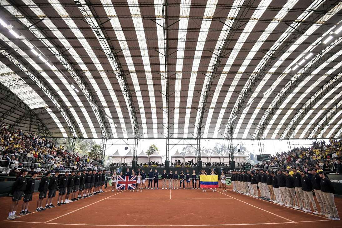 Ceremonia inaugural entre los equipos de Colombia y Gran Bretaña en la Copa Davis en Cota.