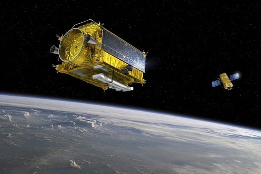 Recreación de un sistema de retirada de basura espacial.  / ESA