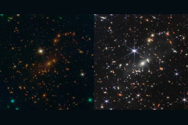 El cúmulo de galaxias SMACS 0723 está repleta de detalles. Sin embargo, en la primera imagen, tomada con la Hubble, no se pueden observar. NASA