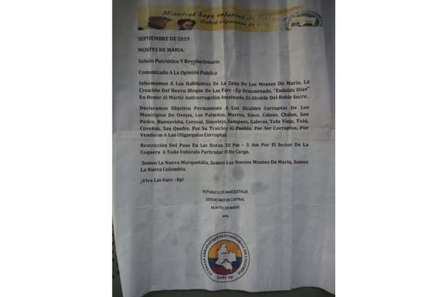 Con panfleto, amenazan a 16 alcaldes de Sucre 