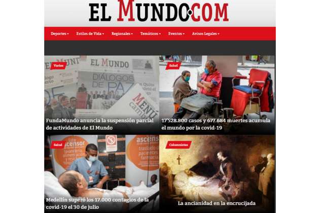 El periódico El Mundo, de Medellín, anuncia un cierre parcial de actividades