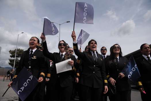 Paro y marchas de los pilotos de Avianca, reclamando sus derechos sindicales, en 2017.