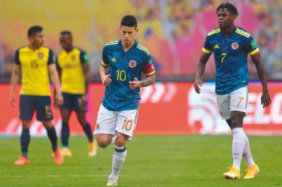 James Rodríguez en el último partido que disputó Colombia por eliminatorias. EFE/Rodrigo Buendia POOL