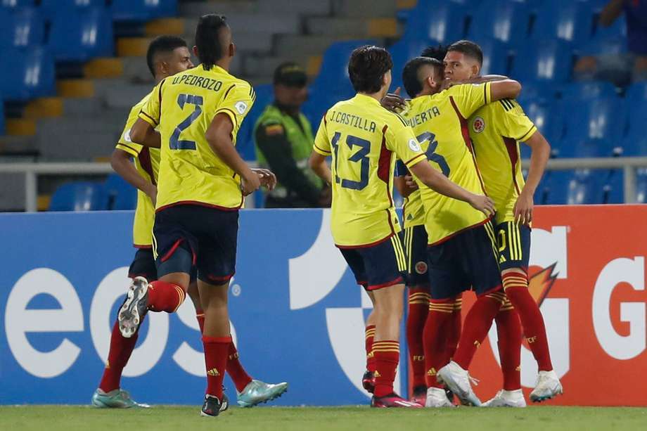 Con un gol de Daniel Luna, la selección de Colombia empató 1-1 en su estreno en el Campeonato Sudamericano Sub-20, en Cali. EFE/ Ernesto Guzmán Jr.
