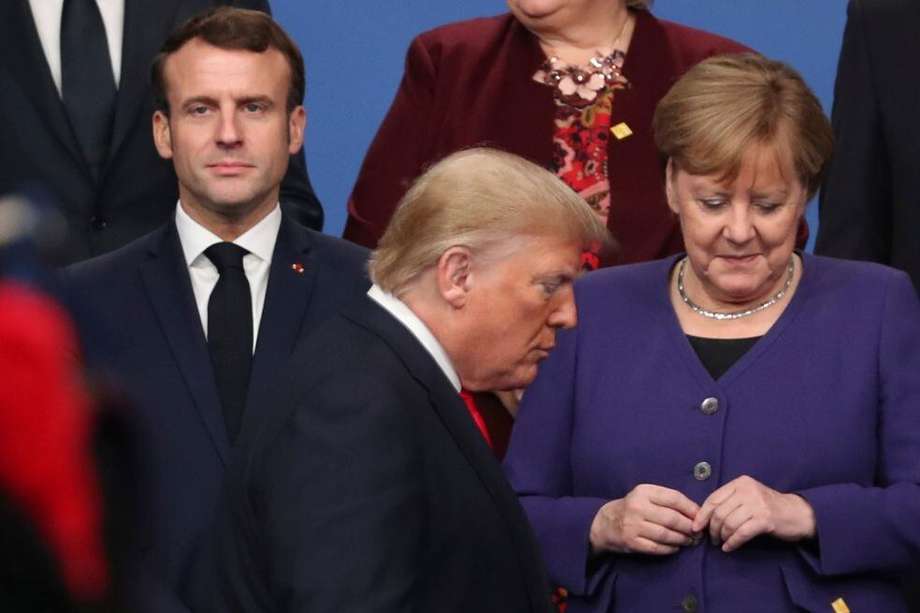 La reunión de la OTAN en diciembre de 2019: los presidentes de Francia, Emmanuel Macron; la canciller alemana, Ángela Merkel, y Donald Trump.