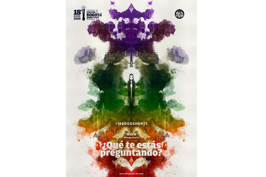 El afiche de Bogoshorts 2020 está inspirado en el presente y la imagen en "El test” de Hermann Rorschach (arte, el cine, la ciencia y el misterio, 1921), dando como resultado un póster que cada uno verá de forma diferente, según sus propias preguntas, reflexiones y patologías.