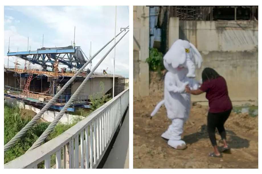 En el video el elefante baila sobre el puente Juanchito y critica las obras que se han realizado en los últimos ocho años en la zona.