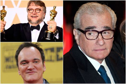 Los cineastas Guillermo del Toro, Quentin Tarantino y Martin Scorsese.