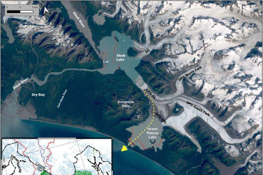Derretimiento del Gran Plateau, en el sur de Alaska, afectaría flujo y camino del río Alsek.