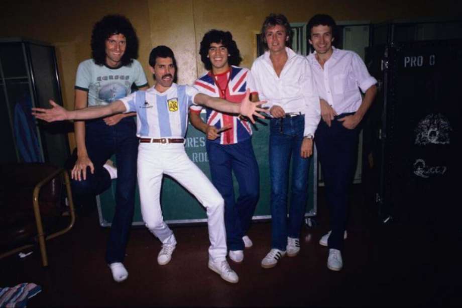 El argentino y la banda británica después de uno de los conciertos en Buenos Aires.