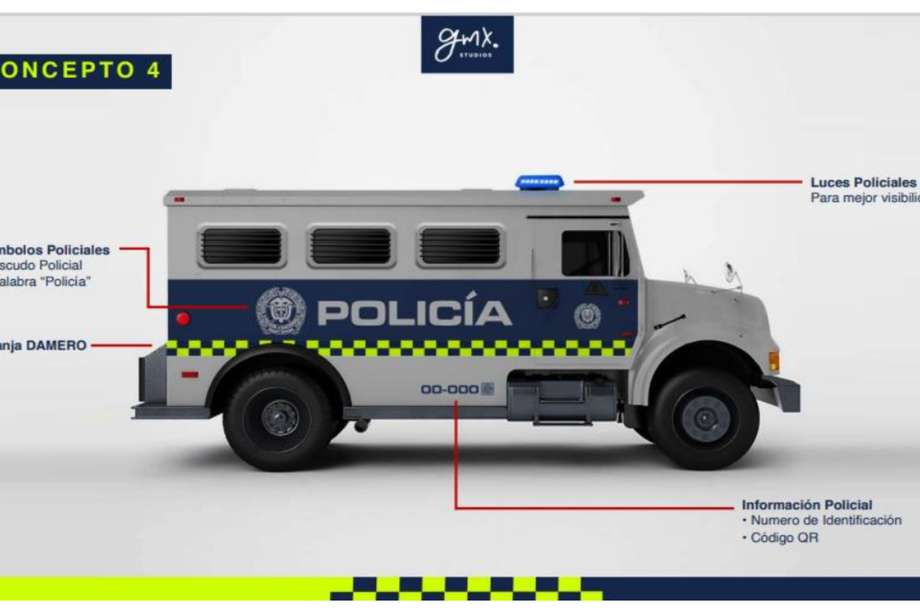 La nueva tanqueta de la Unidad de Diálogo y Acompañamiento, que podría ser utilizada como ambulancia.
