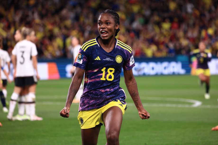 Linda Caicedo en la celebración del gol que le anotó a Alemania en la segunda fecha del Mundial.