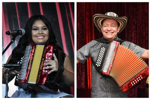 Yeimi Arrieta Ramos, ganadora del concurso de acordeonera mayor, y Manuel Vega, el nuevo ‘rey vallenato’ 2020.