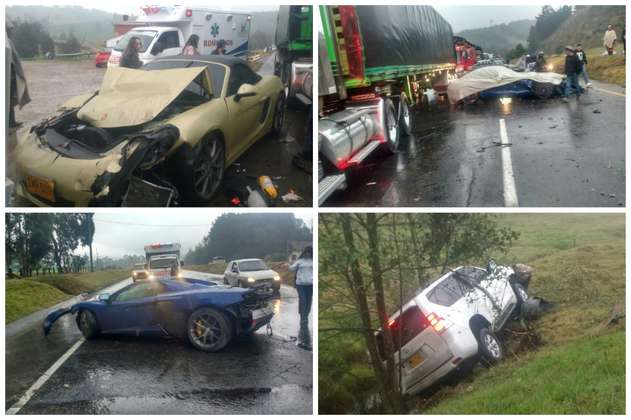 Carros lujosos que se accidentaron en vía Tunja-Bogotá iban con exceso de velocidad