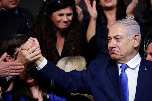 El primer ministro de Israel, Benjamin Netanyahu, se proclamó ganador de las elecciones.  / AFP