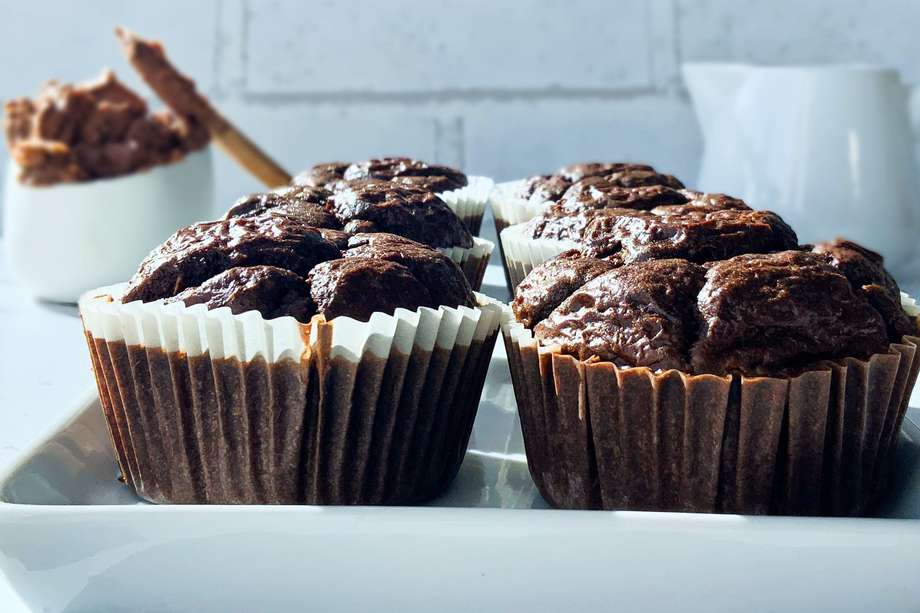 Así queda el muffin de chococafé sin azucar refinada.