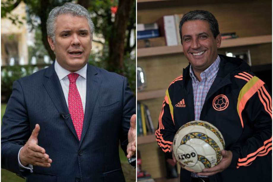 Iván Duque, presidente de Colombia; y Fernando Jaramillo, presidente de la Dimayor.