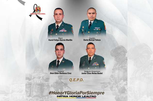 Recuperan los cuerpos de los cuatro militares muertos en accidente en Chocó