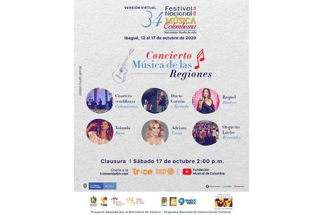 “Música de las Regiones” clausura del XXXIV Festival Nacional de la Música Colombiana  