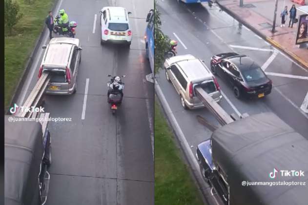 Video: viga de un camión con carga atravesó a una camioneta en Bogotá