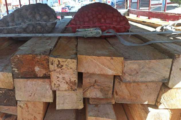Incautan cargamento ilegal de madera en la vía Bogotá- La Calera