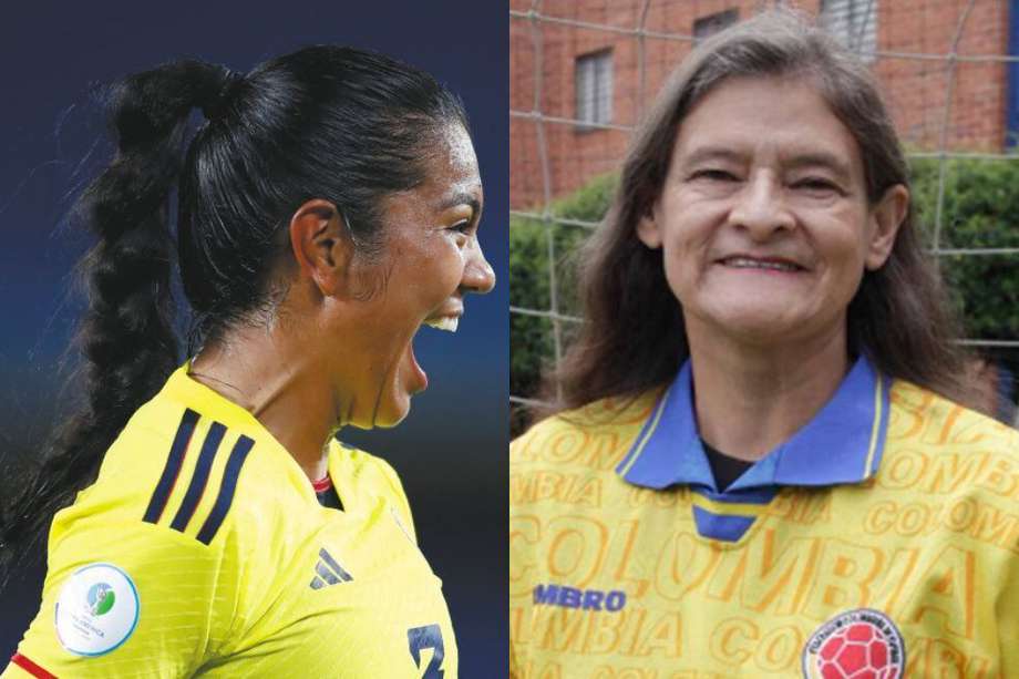 A la derecha, Myriam Guerrero, pionera del fútbol femenino en Colombia, y a la izquierda Daniela Arias.