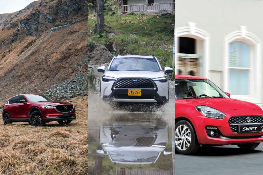 Mazda CX-30, Toyota Corolla Cross y Suzuki Swift, tres de los híbridos más vendidos en Colombia.