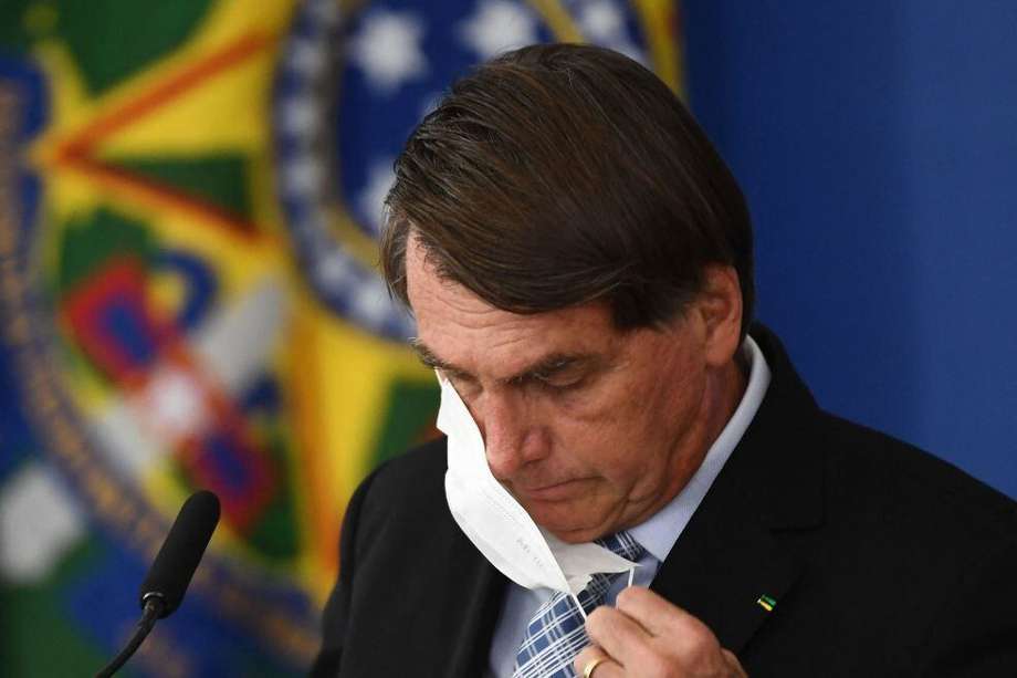 El presidente de Brasil, Jair Bolsonaro, durante una conferencia en el Palacio de Planalto.