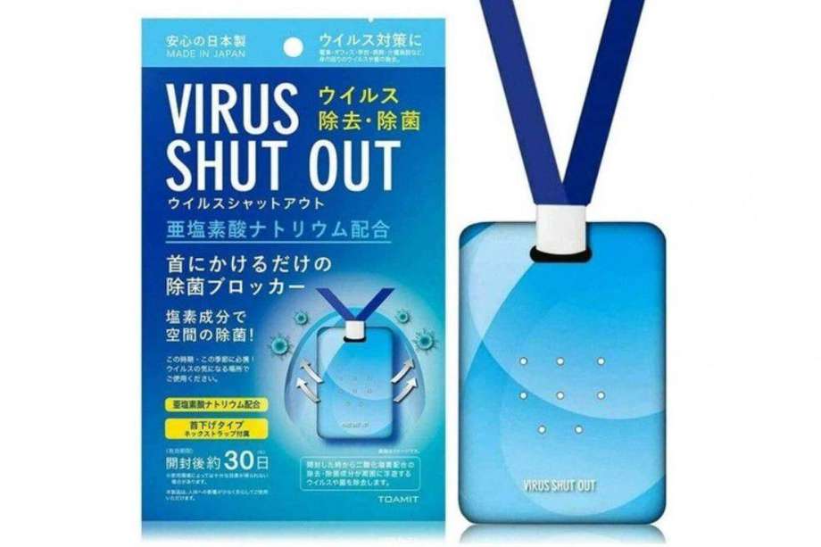 Modelo de tarjeta supuestamente desinfectante "Virus Shut Out".