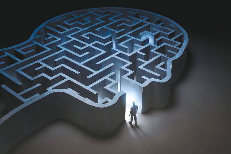 Human head in shape of maze, illustration.