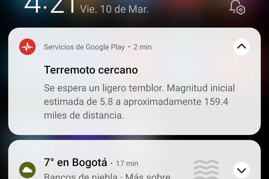 Varios usuarios en redes sociales recibieron una alerta de Google sobre el sismo de Los Santos, Santander, durante la madrugada de este 10 de marzo.
