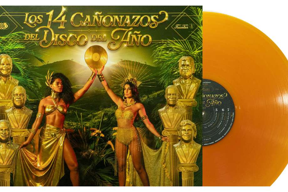 La portada del disco representa la unión de las disqueras en el olimpo de los músicos tropicales.