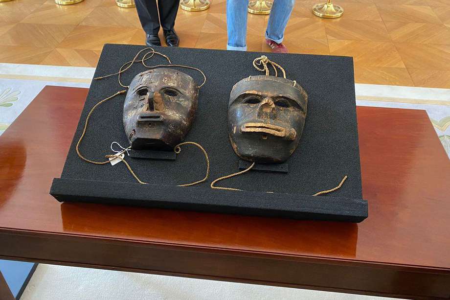 Máscaras kogui devueltas por Alemania a Colombia.