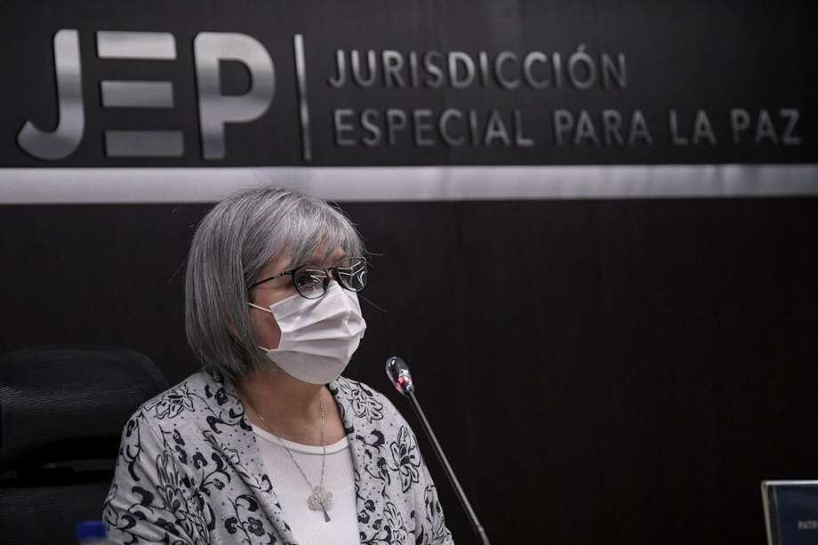 Patricia Linares, presidenta de la JEP, se dirigió a la opinión pública, desde la sede de esta justicia en Bogotá, para comunicar la carta recibida por la Sala de Reconocimiento este sábado 3 de septiembre.