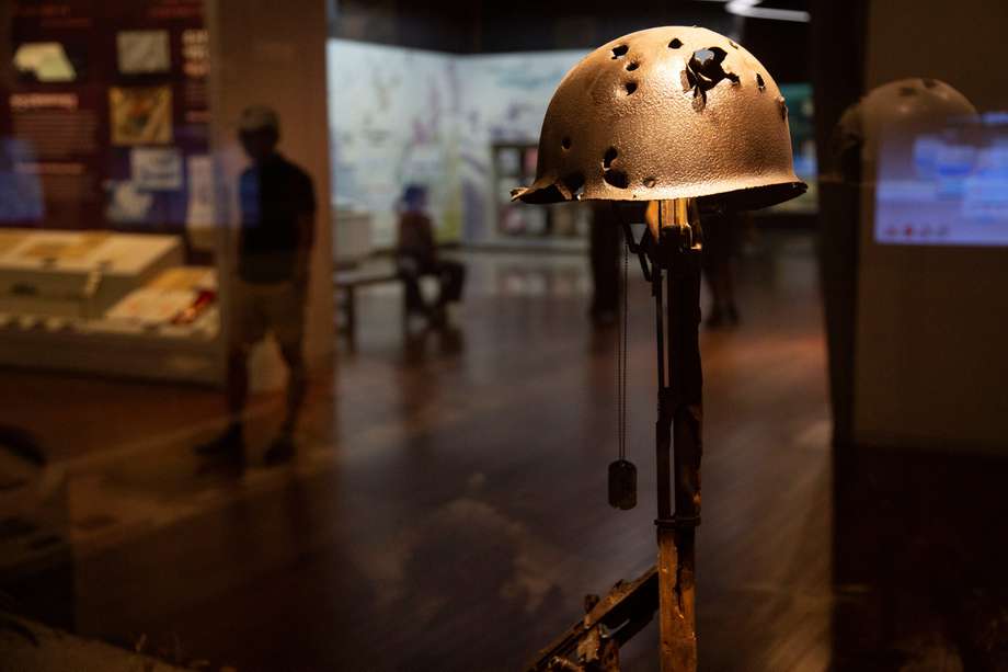 Vista del casco de un soldado el Museo Memorial de la Guerra de Corea en Seúl. El conflicto causó, entre 1950 y 1953, más de 3.500.000 de muertos. 