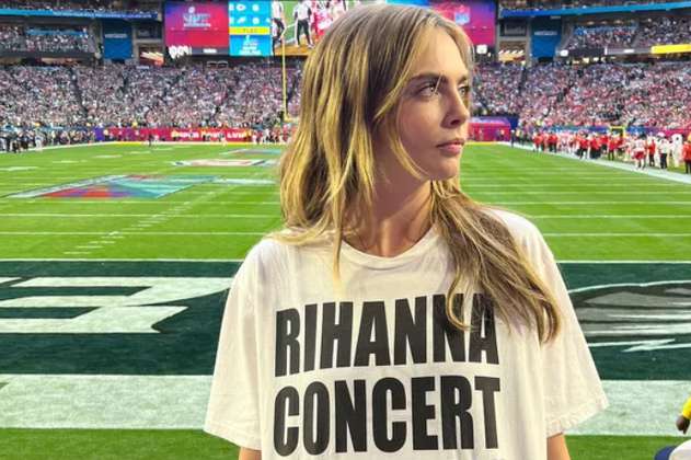 ¿De dónde salió la camiseta de Cara Delevigne en el Super Bowl?