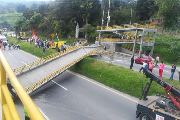Colapsó puente en la vía Bogotá – Granada tras choque de un tractocamión