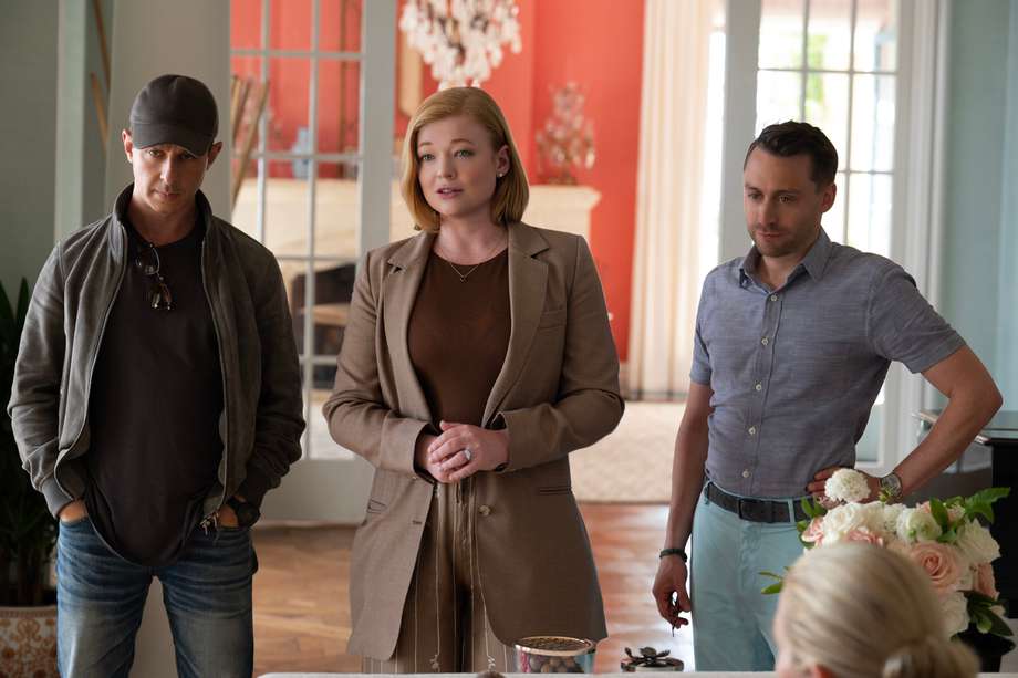 Los actores Jeremy Strong, Sarah Snook y Kieran Culkin regresan a sus papeles recurrentes para esta temporada. Esta es una imagen exclusiva de la temporada 4.