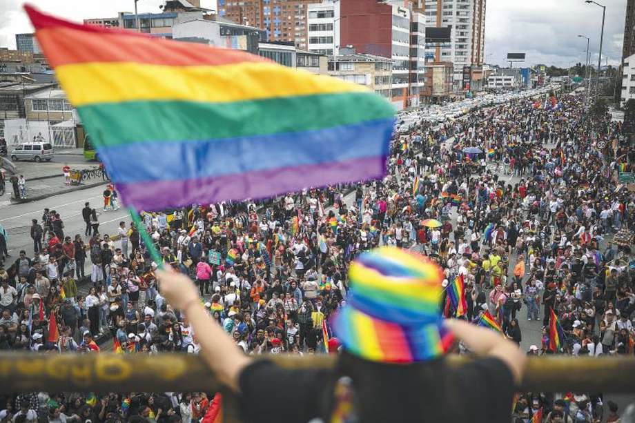 Revelers march in the Gay Pride parade in Bogota, Colombia, Sunday, July 2, 2023. (AP Photo/Ivan Valencia)