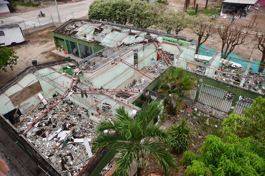 Edificios destruidos en Arauca por bombas de las disidencias de las Farc.
